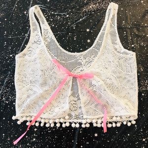 🌻Women’s Lace White Crop Top